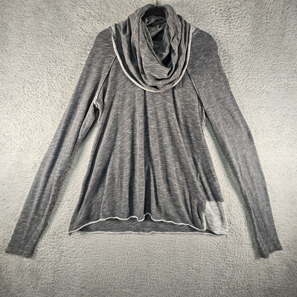 FP Beach Cocoon cowl Neck Pullover Womens M/L Gray Raw Hem Preppy Sweater Casual